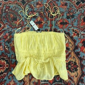 J Crew Butter Yellow/Lemon Smocked Tank Top